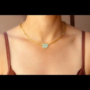 14K gold fill Link chain with heart pendant
